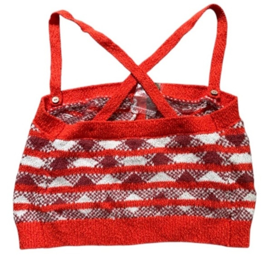 NWOT Free People Coral Red Knit Tank Crop Top-Retro Boho Coastal Tomato Girl - Picture 3 of 11